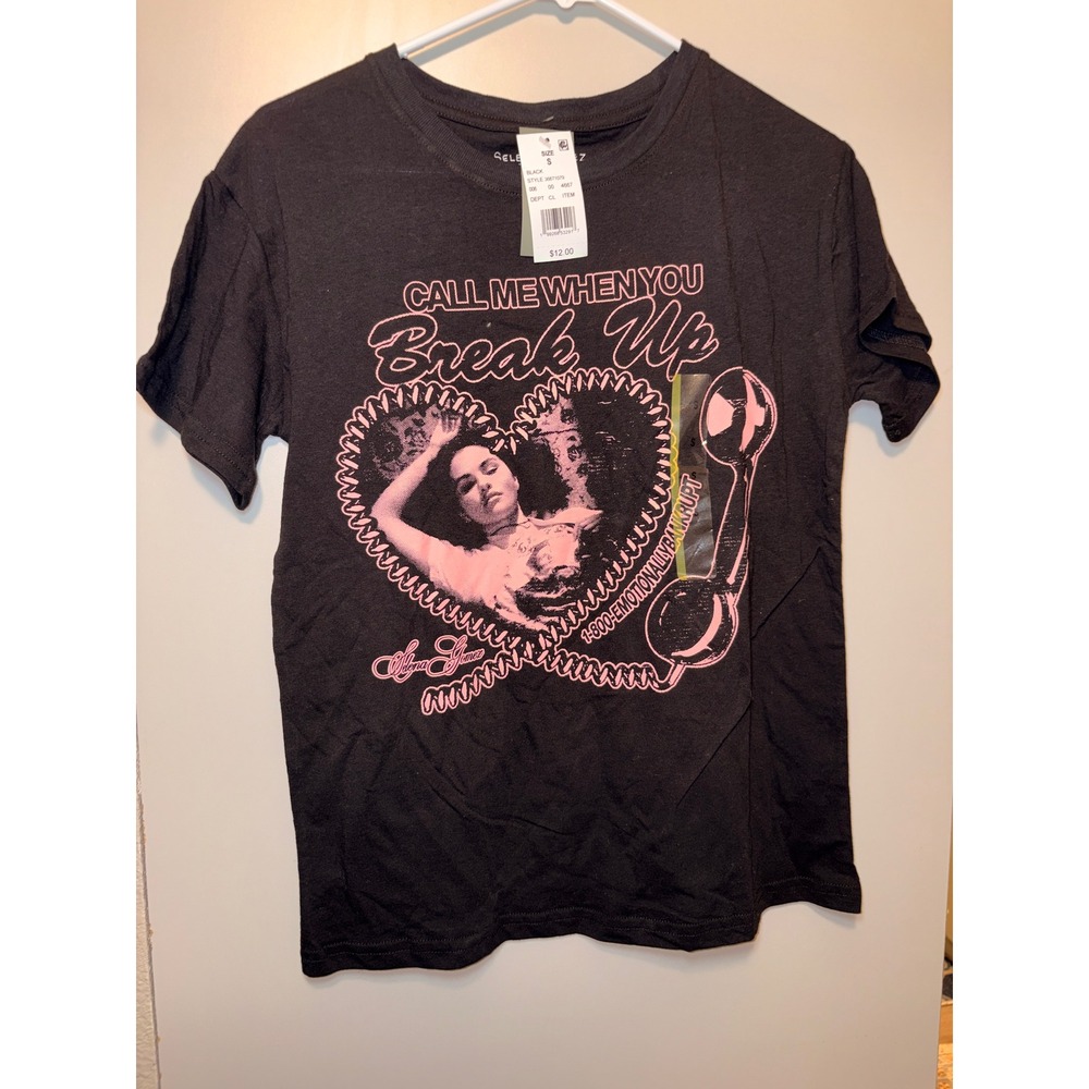 Selena Gomez Call Me When You Break Up Graphic T-Shirt Black Pink Small NWT‎